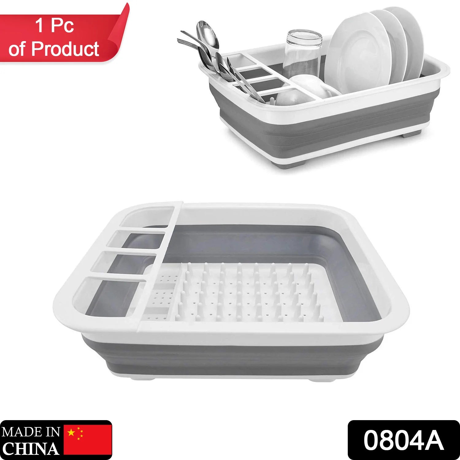0804A Collapsible Folding Silicone Dish Drying Drainer Rack with Spoon Fork Knife Storage Holder DeoDap 0804A Collapsible Folding Silicone Dish Drying Drainer Rack with Spoon Fork Knife Storage Holder DeoDap